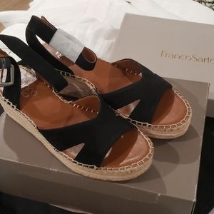 Franco Sarto black ankle strap espadrille